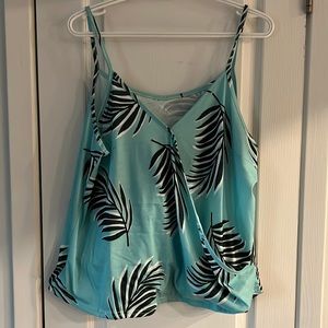 Faux wrap tank top with v-neck